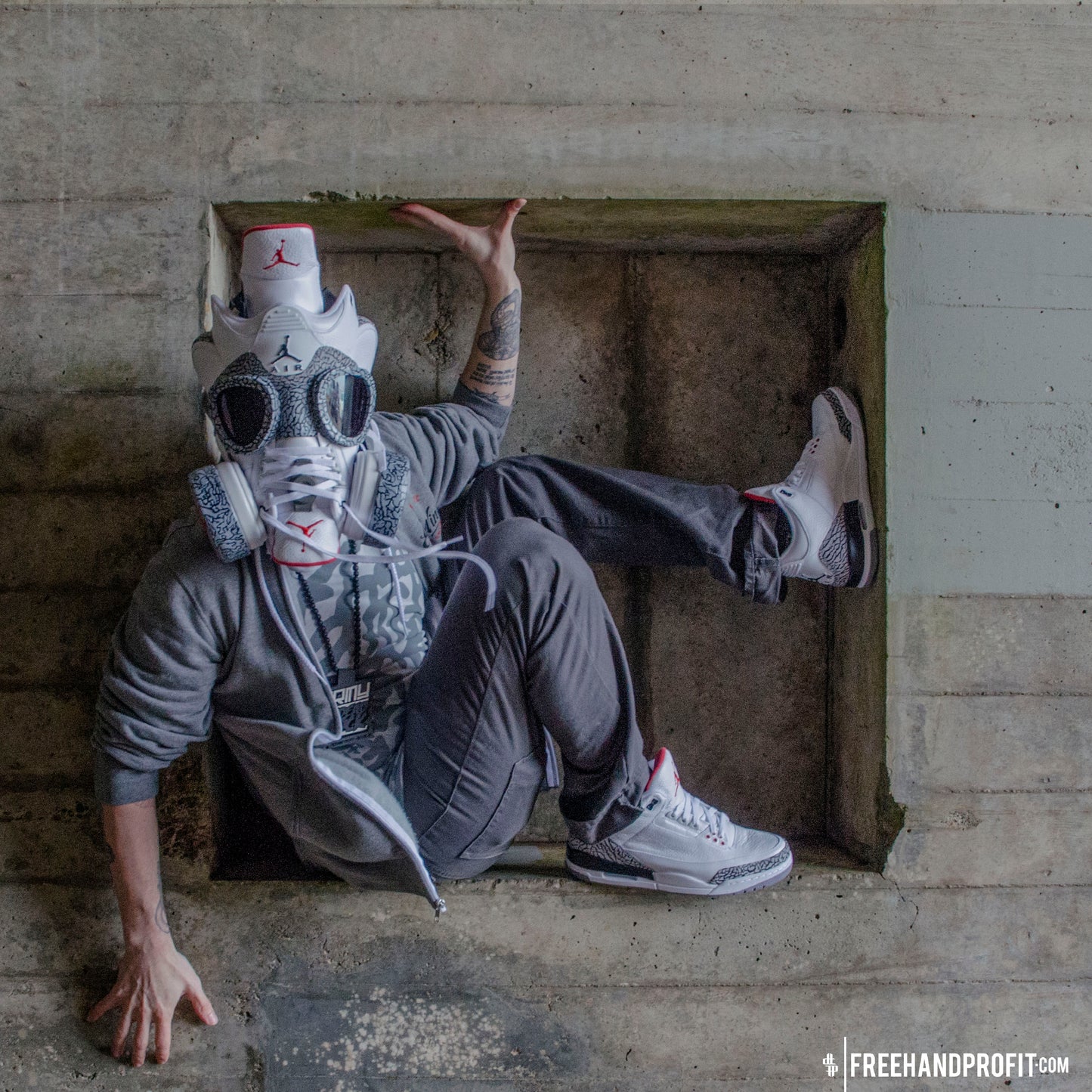 White Cement 3 Gas Mask Enamel Pin