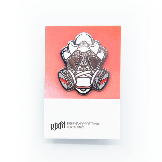 White Cement 3 Gas Mask Enamel Pin