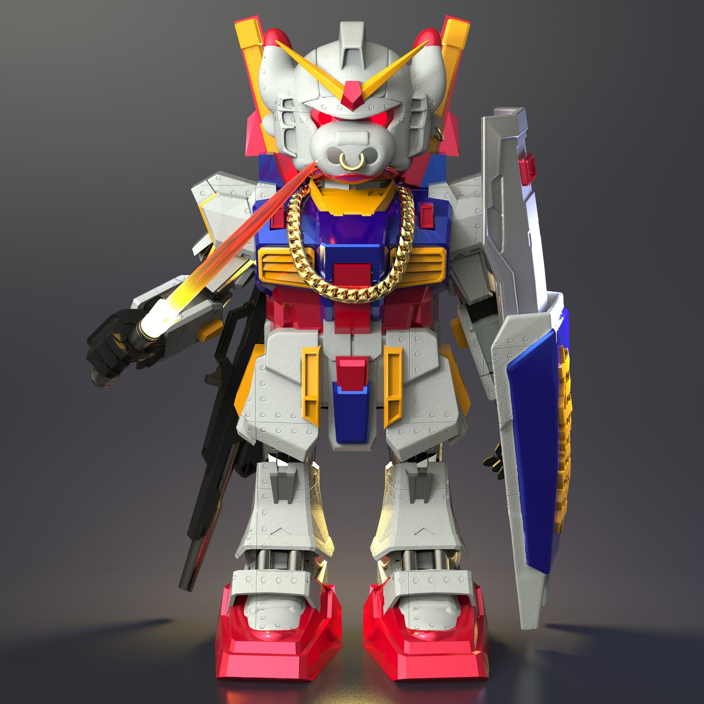 Bull Headed Mech Enamel Pin