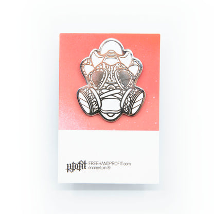 White Cement 3 Gas Mask Enamel Pin